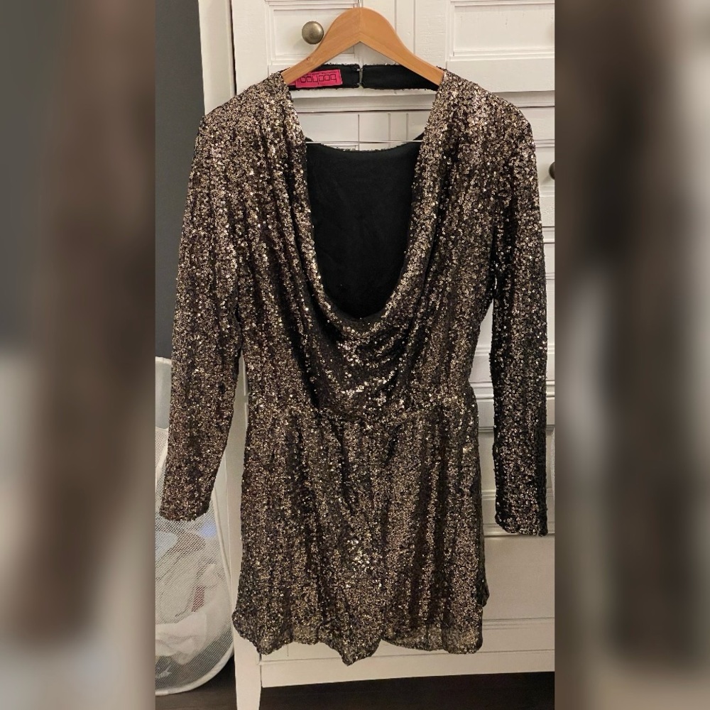 Boohoo Elegant Sequin Drape Jumpsuit